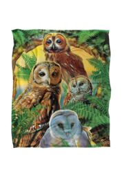 JQ Licensing Rl-Jp Owl Collage Silky Touch Super Soft Throw Blanket 152 X 127 cm in White - thumbnail 1