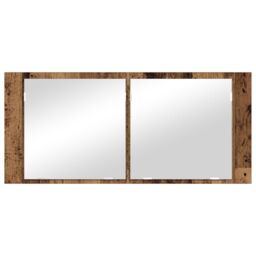 Berkfield Home LED Mirror Cabinet Old Wood 100x12x45 cm Engineered Wood in Brown - Size: 100 x 12 x 45 cm - thumbnail 6