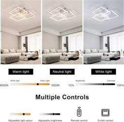Goeco LED Ceiling Lamape 40 W Modern Living Room Lamp with Remote Control in White - thumbnail 6