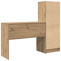Berkfield Home Desk with Storage Artisan Oak Engineered Wood in Brown - thumbnail 8