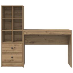 Berkfield Home Desk with Storage Artisan Oak Engineered Wood in Brown - thumbnail 7