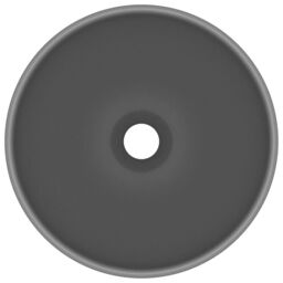 Berkfield Home Luxury Bathroom Basin Round Matt Dark Grey 32.5x14 cm Ceramic - thumbnail 3