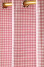 Homescapes Cotton Gingham Eyelet Curtain Pair in Pink - Size: 140 cm width x 229 cm drop - thumbnail 2
