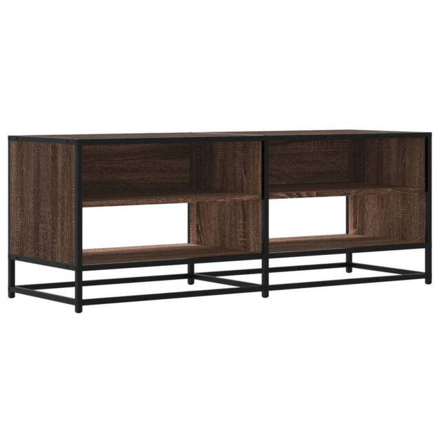 Berkfield Home TV Cabinet Brown Oak 120.5x40x46 cm Engineered Wood & Metal - image 1