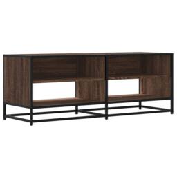 Berkfield Home TV Cabinet Brown Oak 120.5x40x46 cm Engineered Wood & Metal - thumbnail 1