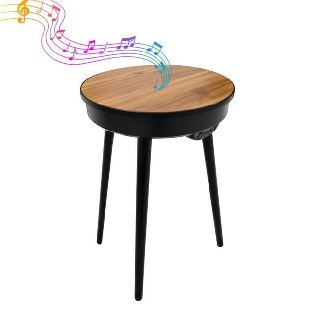 KORVIXA Walnut & Black Portable Smart Side Table in Brown - Size: 100 cm x 100 cm - image 1