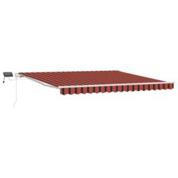 Berkfield Home Manual Retractable Awning with LED Orange & Brown 400x350 cm