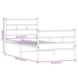 Berkfield Home Metal Bed Frame without Mattress Smoked Oak 90x200 cm in Brown - thumbnail 9