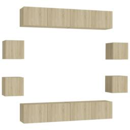 Berkfield Home 8 Piece TV Cabinet Set Sonoma Oak Engineered Wood in Brown - thumbnail 2