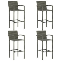 Berkfield Home 5 Piece Outdoor Bar Set with Armrest Poly Rattan Grey - thumbnail 3