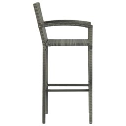 Berkfield Home 5 Piece Outdoor Bar Set with Armrest Poly Rattan Grey - thumbnail 6