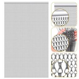 Nordara Duty Aluminium Fly Screen Door 214x90cm Metal Chain Curtain in Silver - Size: 90 cm width x 200 cm drop