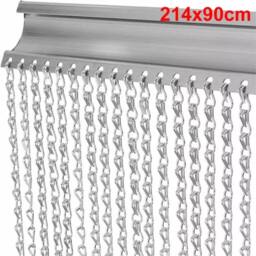 Nordara Duty Aluminium Fly Screen Door 214x90cm Metal Chain Curtain in Silver - Size: 90 cm width x 200 cm drop - thumbnail 5