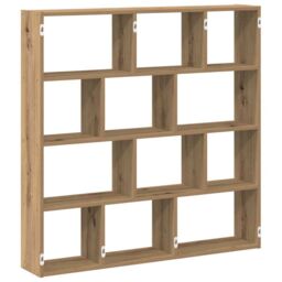 Berkfield Home Wall Cube Shelf 12 Compartments Artisian Oak Engineered Wood in Brown - thumbnail 6