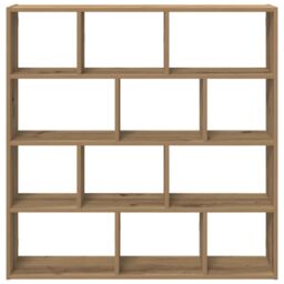 Berkfield Home Wall Cube Shelf 12 Compartments Artisian Oak Engineered Wood in Brown - thumbnail 4