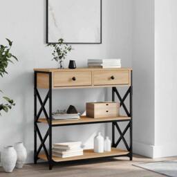 Berkfield Home Console Table Sonoma Oak 75x28x75 cm Engineered Wood in Light Brown - Size: 75 x 28 x 75 cm - thumbnail 2