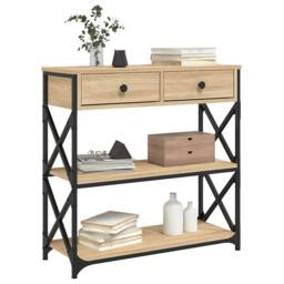 Berkfield Home Console Table Sonoma Oak 75x28x75 cm Engineered Wood in Light Brown - Size: 75 x 28 x 75 cm - thumbnail 3