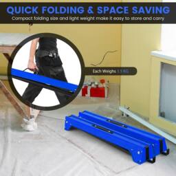 Gymax 2 Pack Folding Sawhorses Compact Power Tools Twin Pack Tool Stands in Blue - thumbnail 6