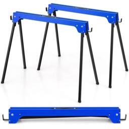Gymax 2 Pack Folding Sawhorses Compact Power Tools Twin Pack Tool Stands in Blue - thumbnail 1