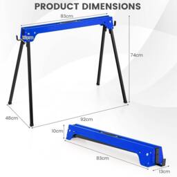Gymax 2 Pack Folding Sawhorses Compact Power Tools Twin Pack Tool Stands in Blue - thumbnail 3