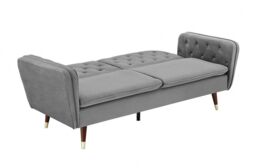 Home Detail DISCONTINUED Whitby Velvet Sofa Bed With Chesterfield Design With Gold Metal Tipped Wooden Legs in Dark Grey - thumbnail 5