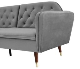 Home Detail DISCONTINUED Whitby Velvet Sofa Bed With Chesterfield Design With Gold Metal Tipped Wooden Legs in Dark Grey - thumbnail 2
