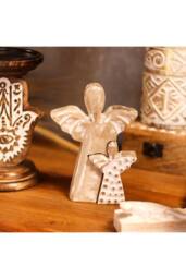 KDMD Whitewash Mango Wood Angel Figurine - Love & Protection Gift in White - thumbnail 8