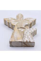 KDMD Whitewash Mango Wood Angel Figurine - Love & Protection Gift in White - thumbnail 6