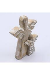 KDMD Whitewash Mango Wood Angel Figurine - Love & Protection Gift in White - thumbnail 1
