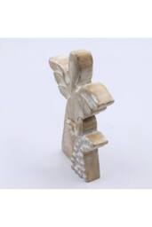 KDMD Whitewash Mango Wood Angel Figurine - Love & Protection Gift in White - thumbnail 7