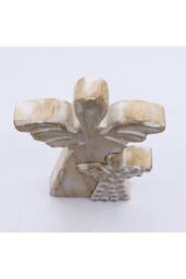 KDMD Whitewash Mango Wood Angel Figurine - Love & Protection Gift in White - thumbnail 5
