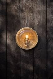 Industville Bulkhead Outdoor & Bathroom Round Wall Light - Brass - Ripple Glass in Metallic Gold - Size: Medium - thumbnail 4
