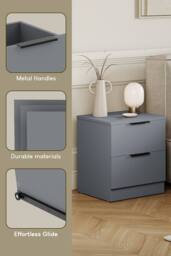 Home Discount Vida Designs Trega 2 Drawer Bedside Chest Table Space Saving Storage in Grey - thumbnail 2