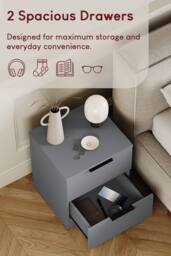 Home Discount Vida Designs Trega 2 Drawer Bedside Chest Table Space Saving Storage in Grey - thumbnail 3