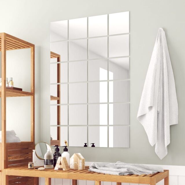 Berkfield Home 48 pcs Mirror Tiles Square Glass in Silver - image 1