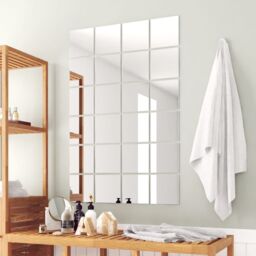Berkfield Home 48 pcs Mirror Tiles Square Glass in Silver - thumbnail 1