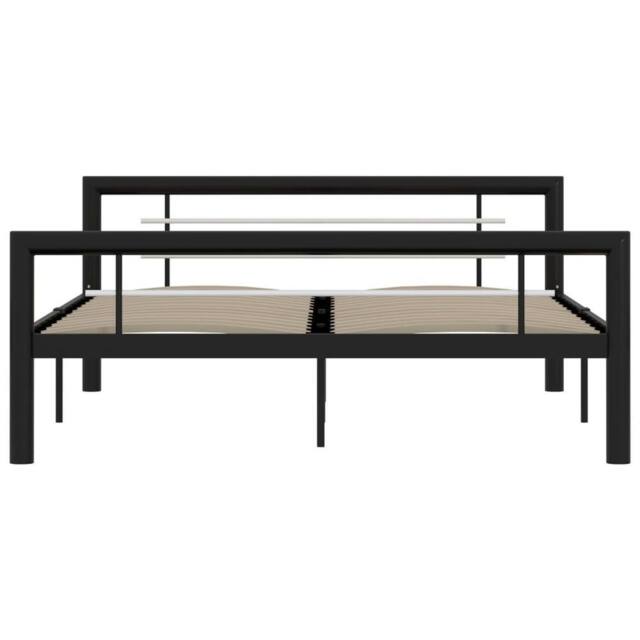 Berkfield Home Elegant Bed Frame Black & White Metal 120x200 cm - Size: Small Double - image 1