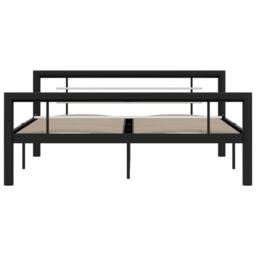 Berkfield Home Elegant Bed Frame Black & White Metal 120x200 cm - Size: Small Double - thumbnail 1