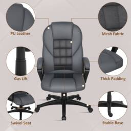 KORVIXA Charcoal Grey High Back Executive Office Chair - Size: 100 cm - thumbnail 4