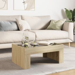 Berkfield Home Coffee Table with Infinity LED Sonoma Oak 70x50x30 cm in Brown - Size: 70 x 50 x 30 cm - thumbnail 4
