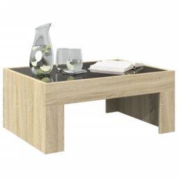 Berkfield Home Coffee Table with Infinity LED Sonoma Oak 70x50x30 cm in Brown - Size: 70 x 50 x 30 cm - thumbnail 5