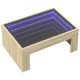 Berkfield Home Coffee Table with Infinity LED Sonoma Oak 70x50x30 cm in Brown - Size: 70 x 50 x 30 cm - thumbnail 3