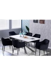 Life Interiors Single Verona Velvet Dining Chair with Quilted Back & Black Legs - Modern Accent Chair with Silver Foot Caps - thumbnail 5