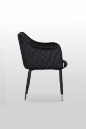 Life Interiors Single Verona Velvet Dining Chair with Quilted Back & Black Legs - Modern Accent Chair with Silver Foot Caps - thumbnail 3