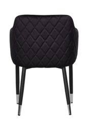 Life Interiors Single Verona Velvet Dining Chair with Quilted Back & Black Legs - Modern Accent Chair with Silver Foot Caps - thumbnail 4