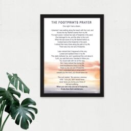 "Artery8 Wall Art Print Lord Jesus Foot Prints In The Sand Poem Watercolour Large Framed Wall Décor Art in Brown - Size: W18"" x H24""" - thumbnail 2