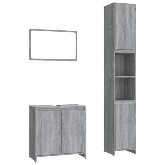 Berkfield Home 3 Piece Bathroom Furniture Set Grey Sonoma Engineered Wood - image 1