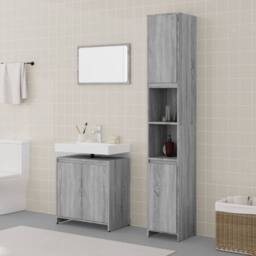 Berkfield Home 3 Piece Bathroom Furniture Set Grey Sonoma Engineered Wood - thumbnail 2