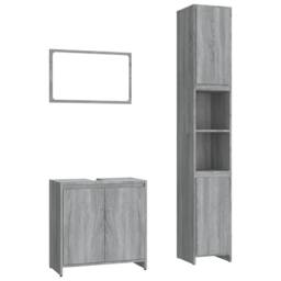 Berkfield Home 3 Piece Bathroom Furniture Set Grey Sonoma Engineered Wood - thumbnail 1