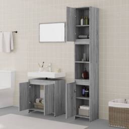 Berkfield Home 3 Piece Bathroom Furniture Set Grey Sonoma Engineered Wood - thumbnail 3